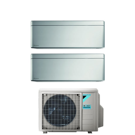 climatizzatore condizionatore daikin bluevolution dual split inverter serie stylish total silver 9_18 con 2mxm68n r 32 wi fi integrato 9000_18000 colore grigio garanzia italiana