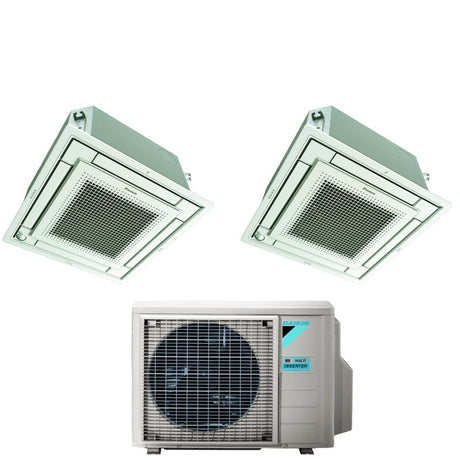 climatizzatore condizionatore daikin bluevolution inverter dual split a cassetta ffa a 9_12 con 2mxm40m r 32 wi fi optional con comando a filo e griglia bianca 9000_12000 garanzia italiana 8942