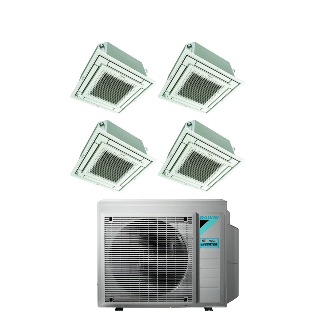 climatizzatore condizionatore daikin bluevolution inverter quadri split a cassetta ffa a 9_9_12_12 con 4mxm80n r 32 wi fi optional con comando a filo e griglia bianca 9000_9000_12000_12000 garanzia italiana