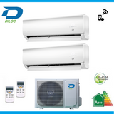 climatizzatore condizionatore diloc dual split inverter serie wall 9_12 con wall out200 classe a__ 9000_12000 wi fi incluso