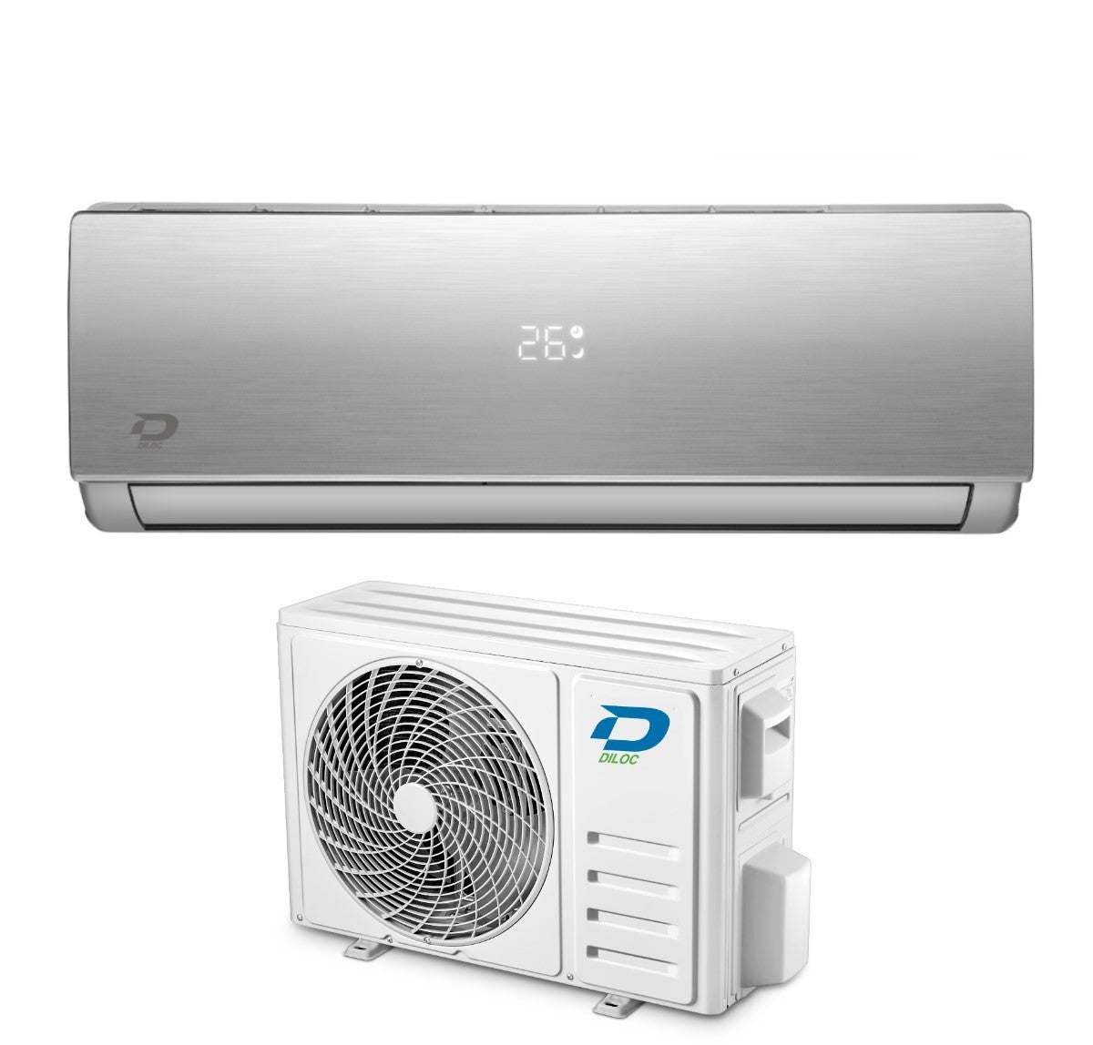 climatizzatore condizionatore diloc inverter serie jessica silver 12000 btu d.jessica 12000slv r 32 wi fi integrato argento classe a__ a___