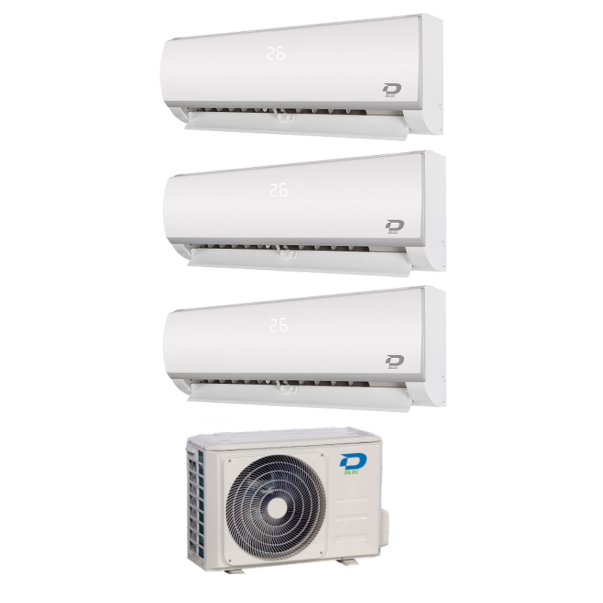 climatizzatore condizionatore diloc trial split inverter serie frozen 12_12_12 con d.frozen300 r 32 classe a__ 12000_12000_12000 btu wi fi optional