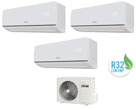 climatizzatore condizionatore ferroli dual split inverter r32 serie aster m 3.2 7000_7000_9000 con 24 3 7_7_9 copia
