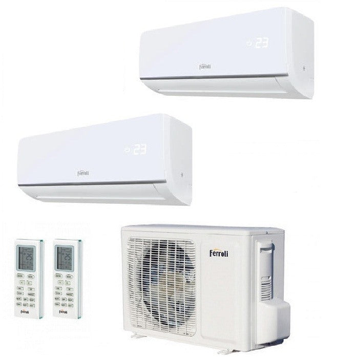 climatizzatore condizionatore ferroli dual split inverter r32 serie aster m 3.2 7000_9000 con 18 2 7_9