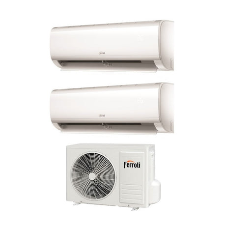 climatizzatore condizionatore ferroli dual split inverter serie ambra m 9_12 con 18 2 r 32 wi fi integrato 9000_12000 novita