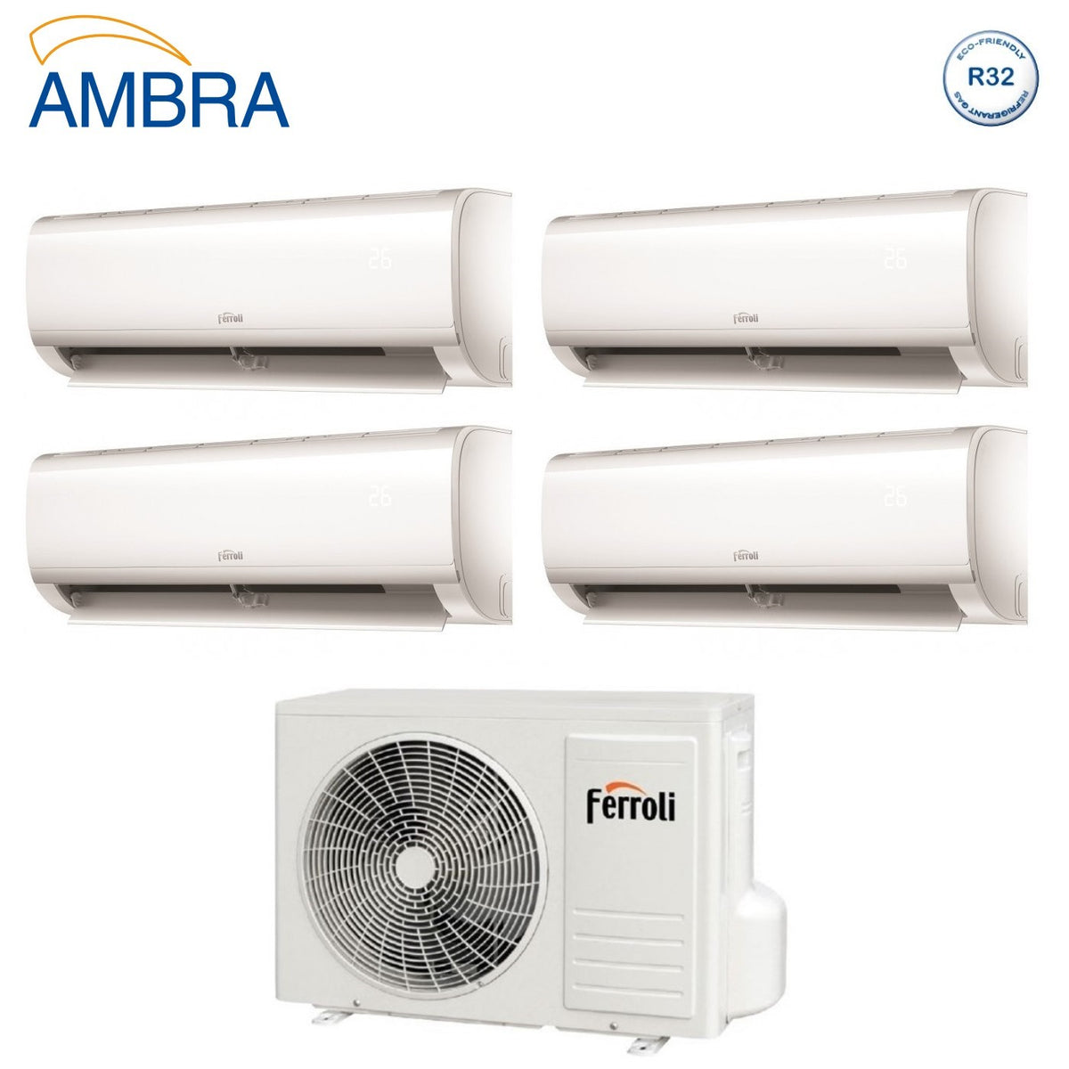 climatizzatore condizionatore ferroli quadri split inverter serie ambra m 7_7_7_9 con 28 4 r 32 wi fi integrato 7000_7000_7000_9000 novita