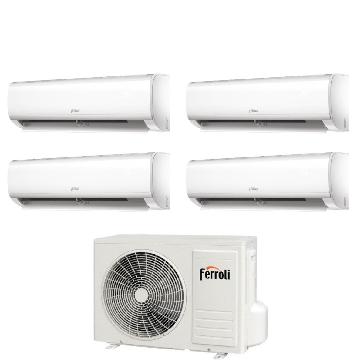 climatizzatore condizionatore ferroli quadri split inverter serie diamant plus m 7_7_9_12 con 28 4 r 32 wi fi integrato 7000_7000_9000_12000 novita