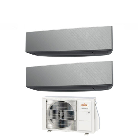 climatizzatore condizionatore fujitsu dual split inverter serie ke silver 7_9 con aoyg18kbta2 r 32 wi fi integrato 7000_9000 colore argento