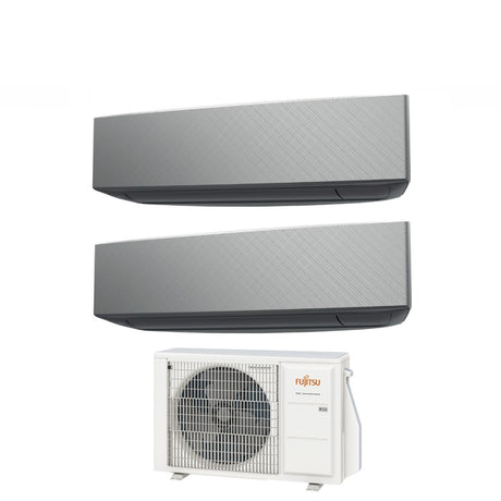 climatizzatore condizionatore fujitsu dual split inverter serie ke silver 9_9 con aoyg18kbta2 r 32 wi fi integrato 9000_9000 colore argento