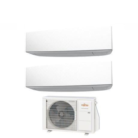 climatizzatore condizionatore fujitsu dual split inverter serie ke white 7_7 con aoyg14kbta2 r 32 wi fi integrato 7000_7000 colore bianco