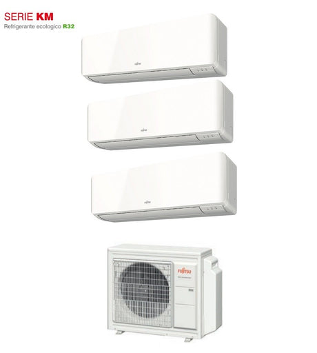 climatizzatore condizionatore fujitsu trial split inverter serie km 7_9_12 con aoyg18kbta3 r 32 7000_9000_12000 wi fi optional kmcc novita