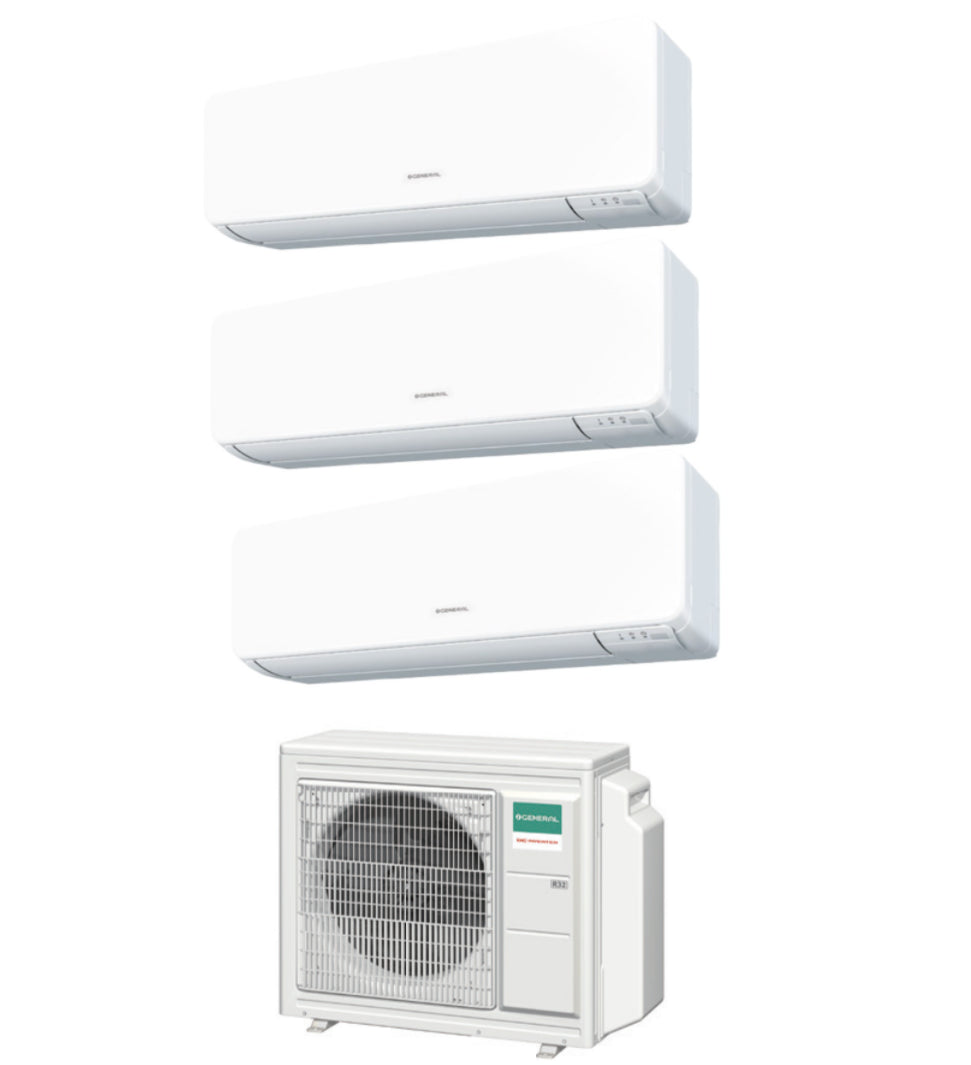 climatizzatore condizionatore general fujitsu trial split inverter kmtb 7_7_7 btu con aohg18kbta3 r 32 7000_7000_7000