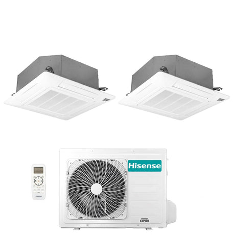 climatizzatore condizionatore hisense dual split a cassetta 12_12 con 2amw50u4rxa r 32 wi fi optional 12000_12000 con telecomando e pannello incluso novita