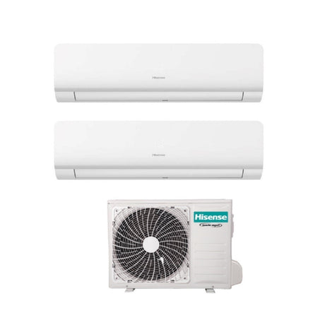 climatizzatore condizionatore hisense dual split inverter serie new energy 7_12 con 2amw42u4rra r 32 wi fi integrato 7000_12000 novita