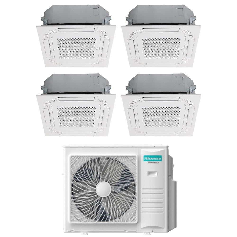 climatizzatore condizionatore hisense quadri split a cassetta 9_9_9_18 con 4amw105u4raa r 32 wi fi optional 9000_9000_9000_18000 con telecomando e pannello incluso novita