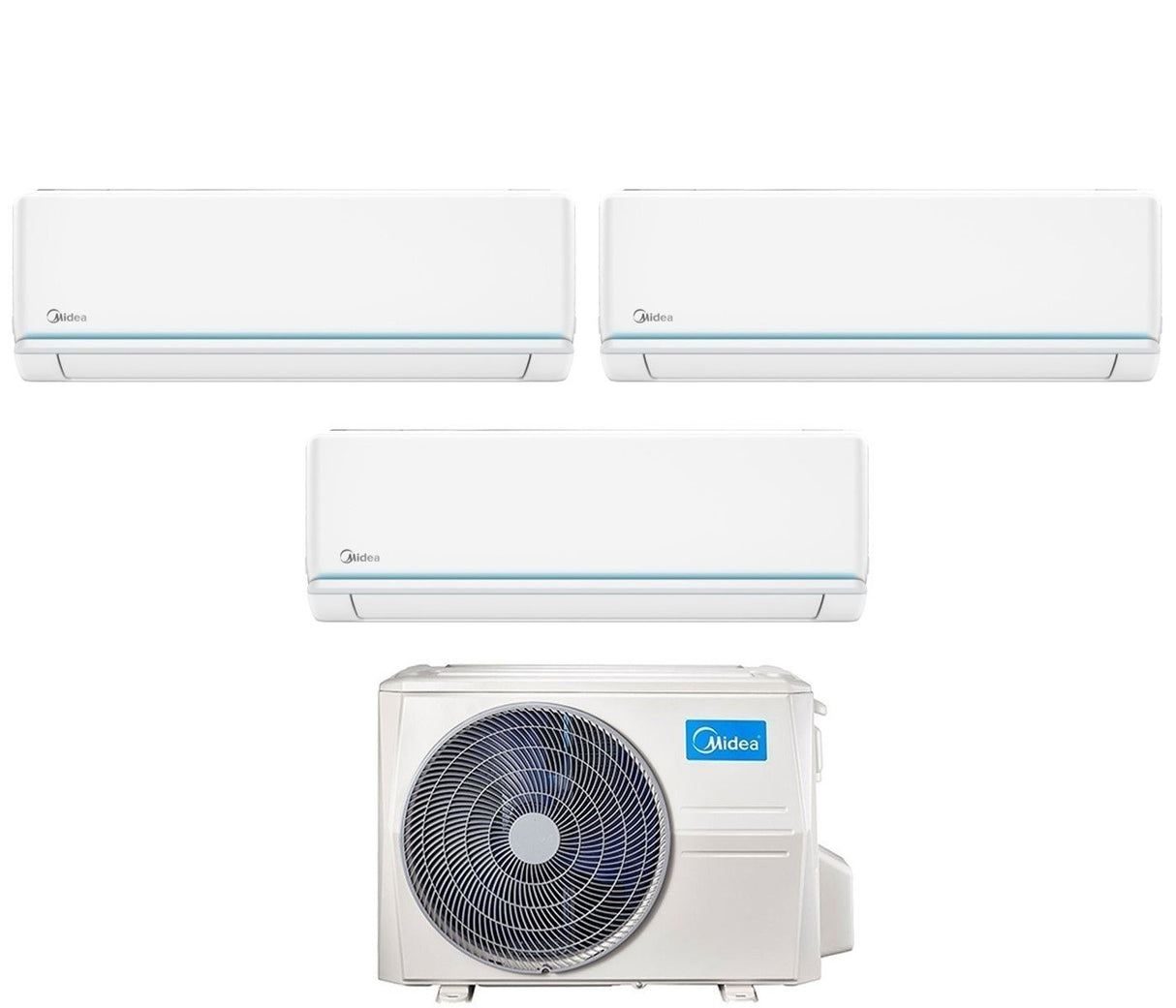 climatizzatore condizionatore midea trial split inverter serie evolution 12_12_12 con m3of 27hfn8 q r 32 wi fi optional 12000_12000_12000
