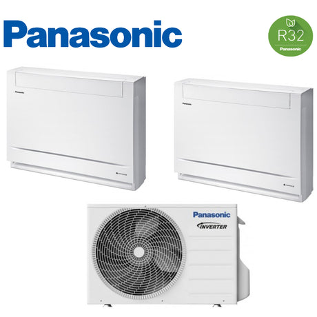 climatizzatore condizionatore panasonic dual split console da pavimento inverter 9_12 btu con cu 2z41tbe gas r 32 9000_12000 wi fi optional 7306