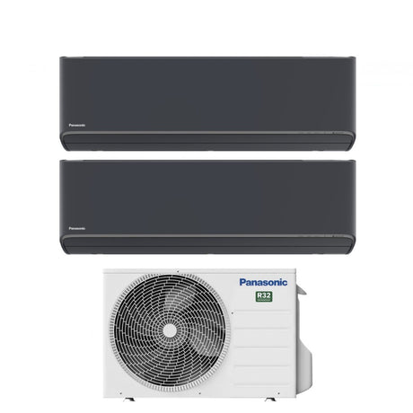 climatizzatore condizionatore panasonic dual split inverter serie etherea dark 7_12 con cu 2z41tbe r 32 wi fi integrato colore grigio grafite 7000_12000