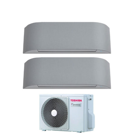 climatizzatore condizionatore toshiba dual split inverter serie haori 10_13 9_12 con ras 2m18u2avg e r 32 wi fi integrato 10000_13000 9000_12000 colore grigio chiaro