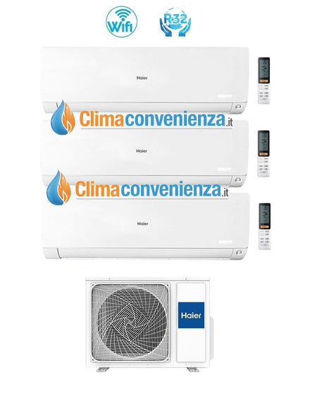 climatizzatore condizionatore trial split inverter haier serie flexis white 7000_9000_9000 btu con 3u55s2sr2fa r 32 wi fi 7_9_9 novita 6218