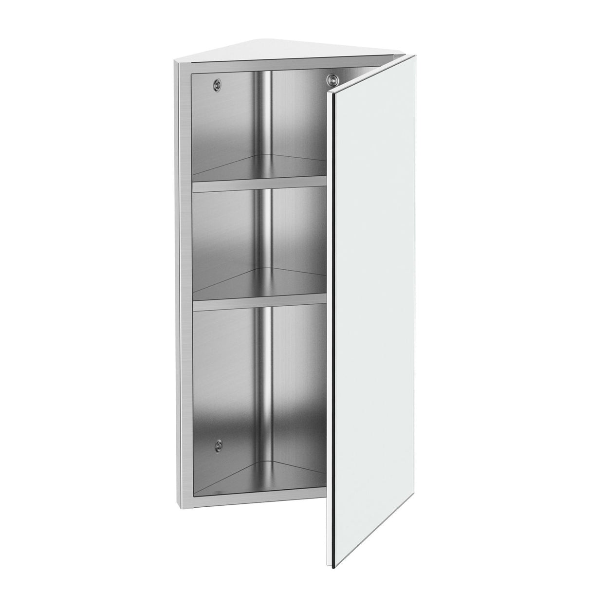 easycomfort easycomfort armadietto angolare bagno in acciaio anta a specchio chiusura magnetica 3 ripiani salvaspazio 60x30x18 4cm ean 8054111840651