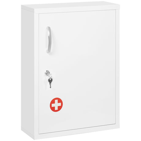 easycomfort easycomfort armadietto medicinali a 3 ripiani con serratura e 2 chiavi in acciaio 40x15x53 5 cm bianco