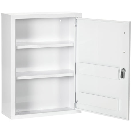 easycomfort easycomfort armadietto medicinali a parete con 2 ripiani e 2 chiavi in acciaio 40x15x53 5 cm bianco