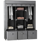easycomfort easycomfort armadio in tessuto pieghevole con cassetti e ante avvolgibili con zip 125x43x162 5cm grigio scuro