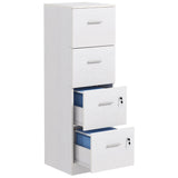 easycomfort easycomfort armadio per ufficio a 4 cassetti con 2 serrature e barra portadocumenti in legno 40x42x130 8 cm bianco