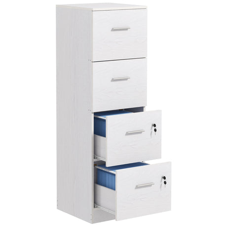 easycomfort easycomfort armadio per ufficio a 4 cassetti con 2 serrature e barra portadocumenti in legno 40x42x130 8 cm bianco