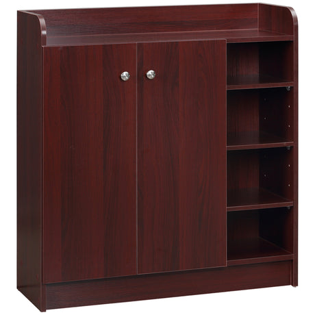 easycomfort easycomfort armadio scarpiera moderno e salvaspazio in legno per 12 paia con 4 ripiani aperti 83x30x90 cm color caffe