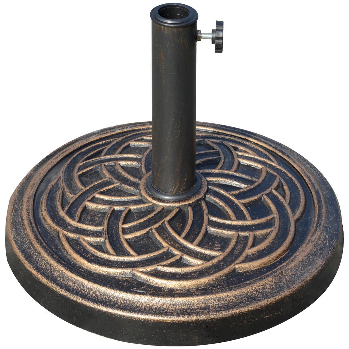 easycomfort easycomfort base per ombrellone rotonda da 12kg in resina con decorazione per pali da 38mm e 48mm 45x33cm bronzo