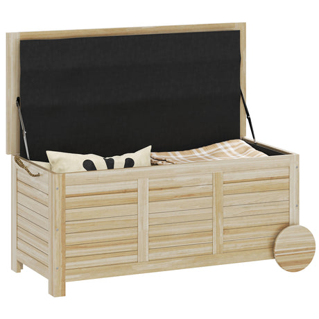 easycomfort easycomfort baule da esterno 185l a 2 ruote con telo interno e coperchio in legno di abete 110x50x50 cm color legno