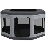 easycomfort easycomfort box per cani e gatti con 7 finestre e 2 ingressi in tessuto oxford nylon e pp 124x62 cm grigio e nero