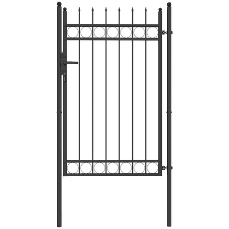 easycomfort easycomfort cancello giardino a 2 paletti con maniglia lucchetto e 3 chiavi in acciaio zincato 105x204 cm nero