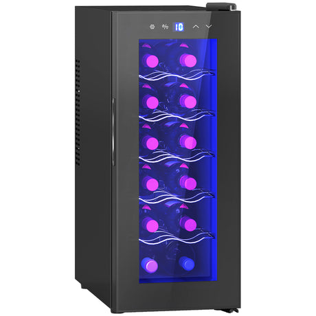 easycomfort easycomfort cantinetta frigorifero per 12 bottiglie con doppio controllo temperatura ripiani regolabili e luci nero