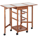 easycomfort easycomfort carrello da cucina con piano in mattonella servizio ausiliare legno metallo cromato 6 ruote cassetto ean 8054144131139