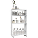 easycomfort easycomfort carrello da cucina e bagno salvaspazio a 3 livelli con barre laterali e ruote con freni bianco