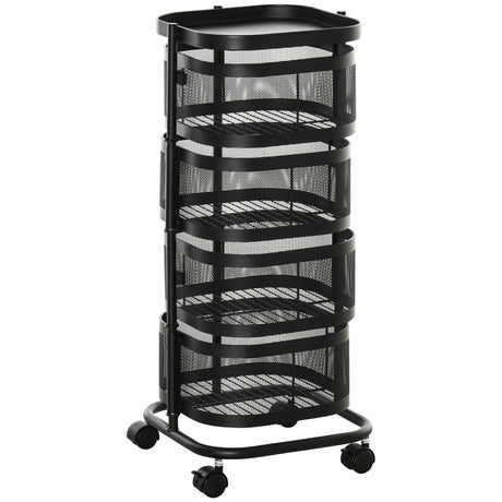 easycomfort easycomfort carrello portavivande con 4 cestelli piano dappoggio e ruote in acciaio e pp 33x33x77 cm
