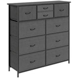 easycomfort easycomfort cassettiera 10 cassetti moderna in tessuto non tessuto acciaio e mdf 100x30x100 cm nera