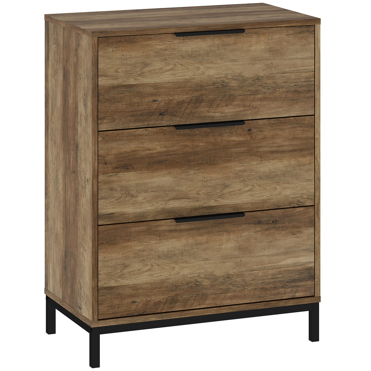 easycomfort easycomfort cassettiera 3 cassetti antiribaltamento con maniglie nere in legno e metallo 62x35x82 cm marrone scuro