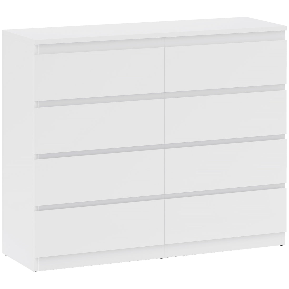 easycomfort easycomfort cassettiera 8 cassetti per camera da letto in legno con maniglie scanalate 120x39x100 cm bianco