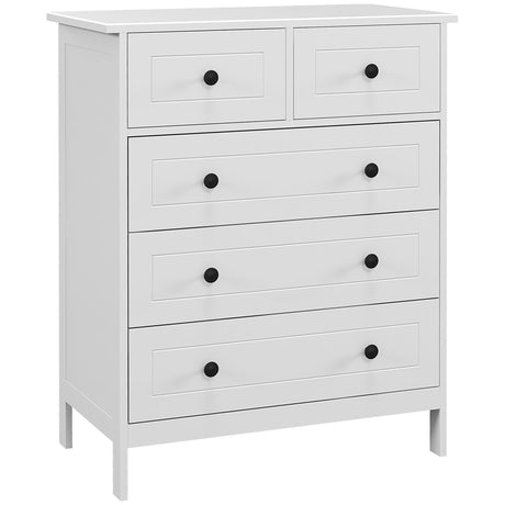 easycomfort easycomfort cassettiera con 5 cassetti in legno salvaspazio e antiribaltamento 74x40x91cm bianco