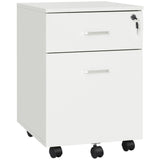easycomfort easycomfort cassettiera ufficio a 2 cassetti con serratura e 5 ruote in truciolato 40x49x58 cm bianco