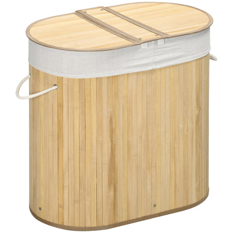 easycomfort easycomfort cesto portabiancheria a 2 sezioni 2 coperchi e capacita 100l con sacca interna removibile 62 5x37x60 5 cm