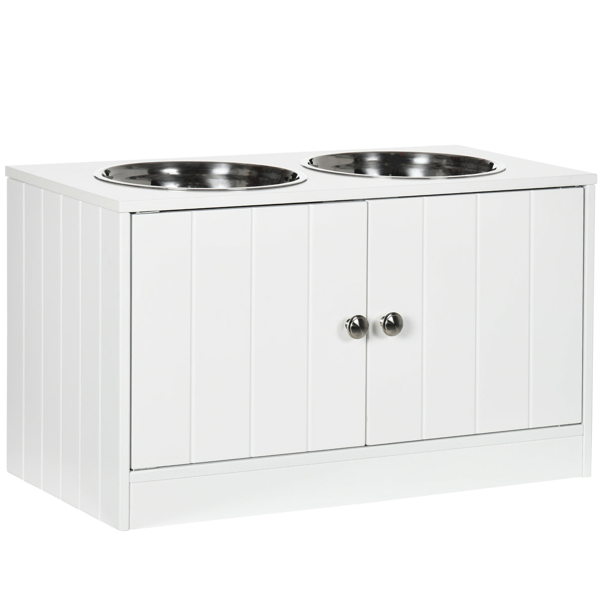 easycomfort easycomfort ciotole per cani rialzate con armadietto da 44l e 2 ciotole in acciaio 60x30x35 5cm bianco