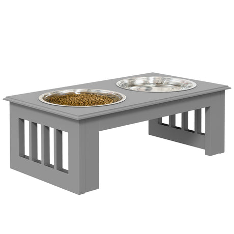easycomfort easycomfort ciotole rialzate per cani taglia piccola supporto in mdf con 2 ciotole in acciaio grigio