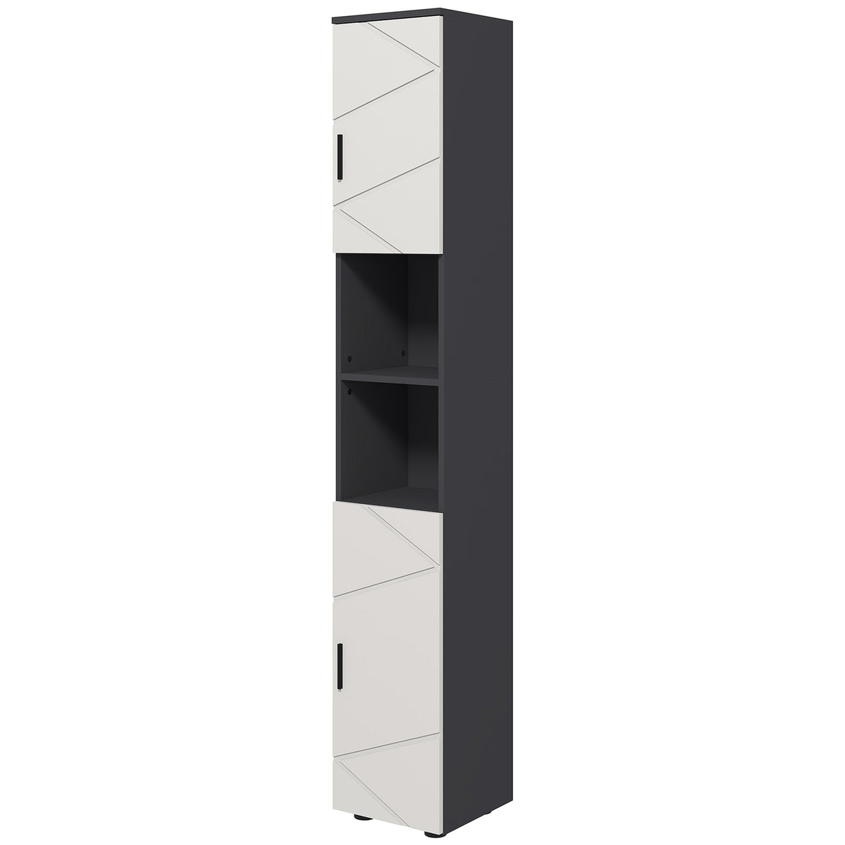 easycomfort easycomfort colonna bagno in truciolato con 2 ripiani aperti e 2 armadietti a 2 livelli 30x30x183 cm grigio