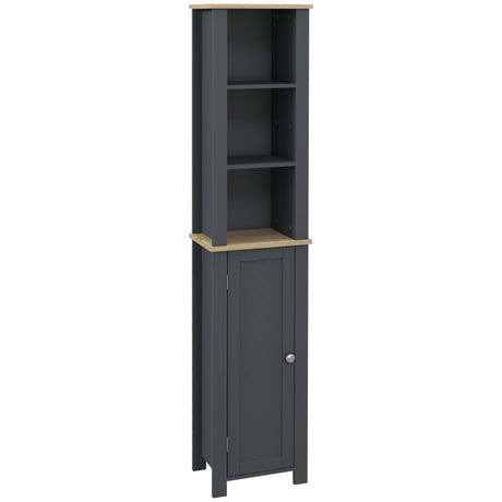 easycomfort easycomfort colonna bagno salvaspazio con armadietto e 3 ripiani aperti in legno 34x23x165cm grigio