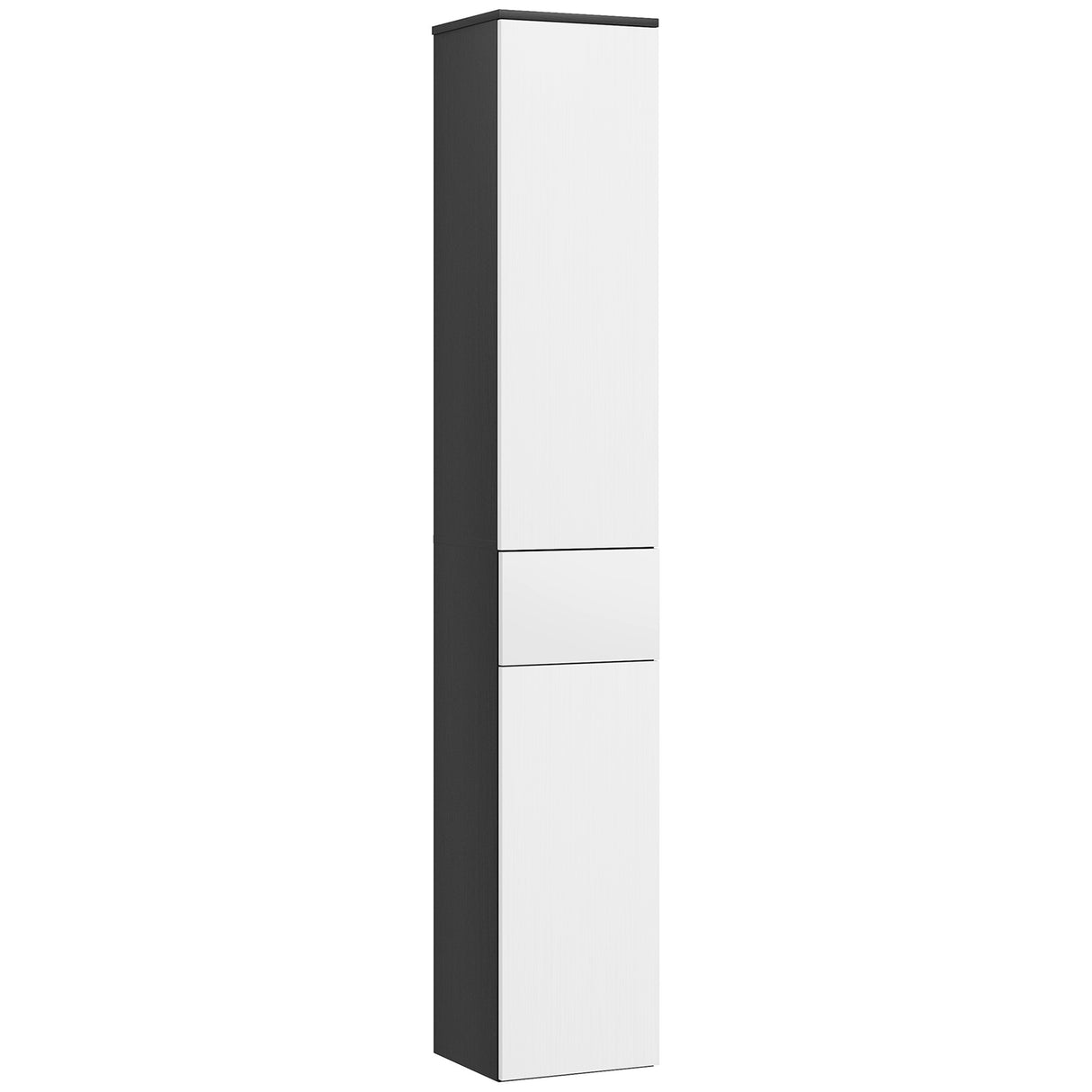 easycomfort easycomfort colonna bagno salvaspazio in legno con 2 armadietti e cassetto 30x28x180 cm nero